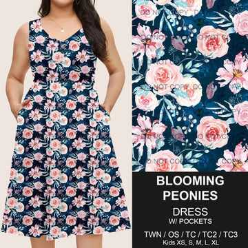 B217 - Preorder Blooming Peonies Sleeveless Pocket Dress (Closes 3/12. ETA: late May)