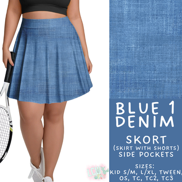 Batch #481 - Colorful Denim - Closes 1/26 - ETA late March - Blue 1 Denim Skort