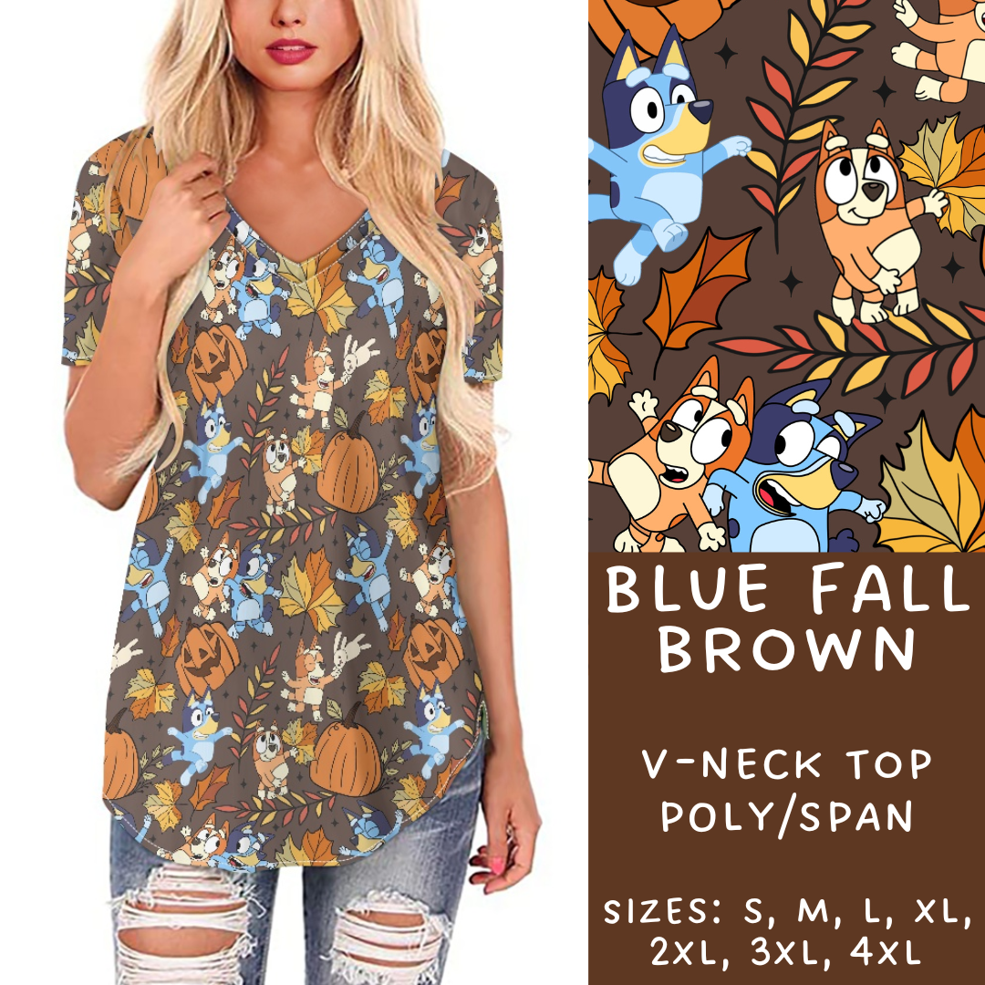 Batch #214 - Character Fall Sets - Closes 10/9 - ETA mid Nov - Blue Fall Brown V-Neck Tee