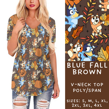 Batch #214 - Character Fall Sets - Closes 10/9 - ETA mid Nov - Blue Fall Brown V-Neck Tee