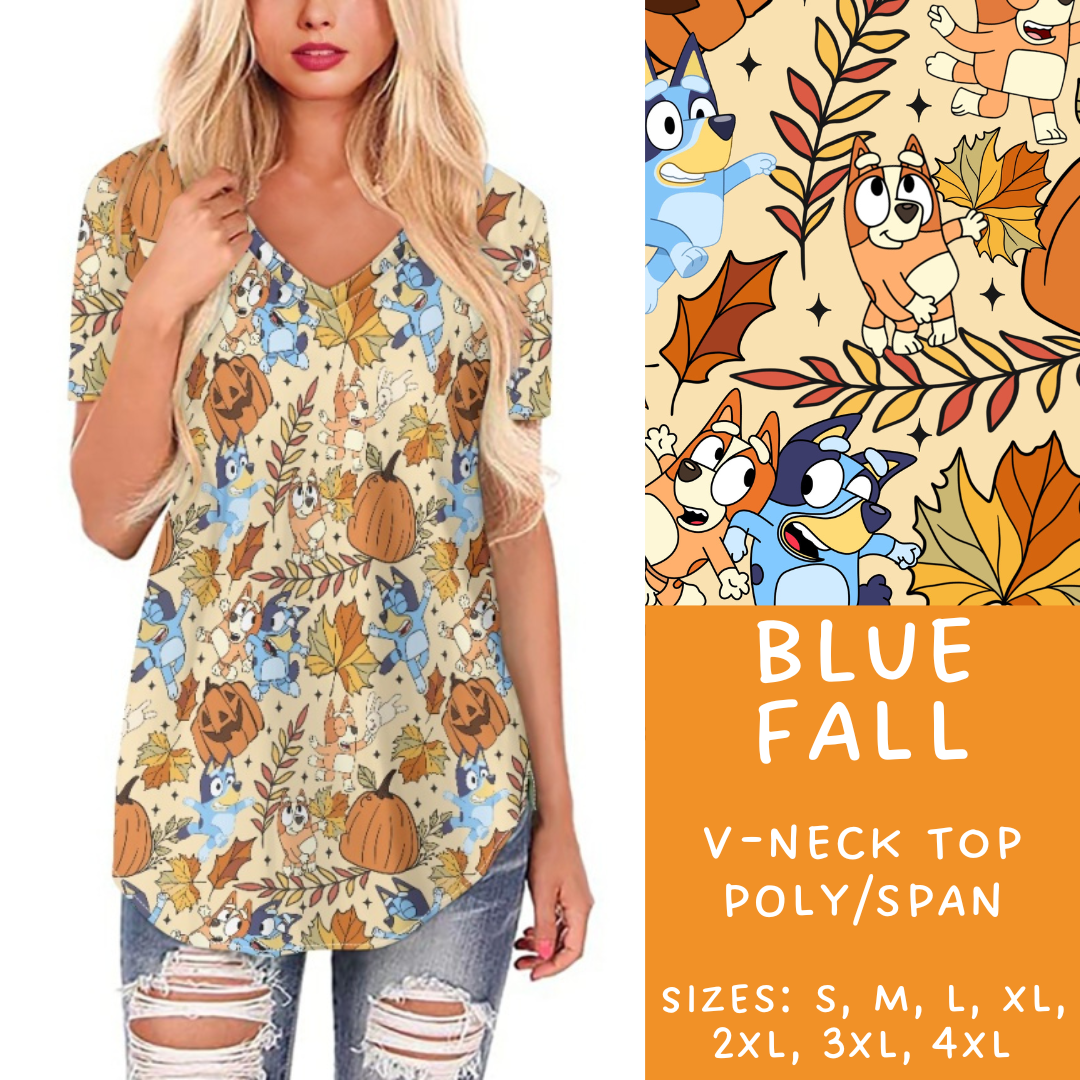 Batch #214 - Character Fall Sets - Closes 10/9 - ETA mid Nov - Blue Fall V-Neck Tee