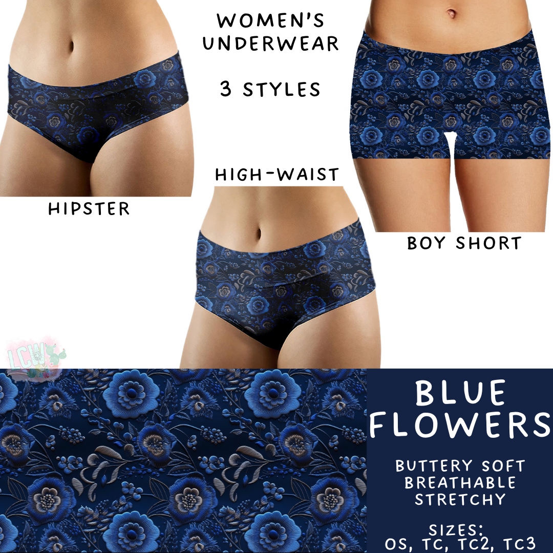 Batch #340 - Comfortable Underwear 4 - Closes 5/16 - ETA early July - Blue Flowers Women's Underwear