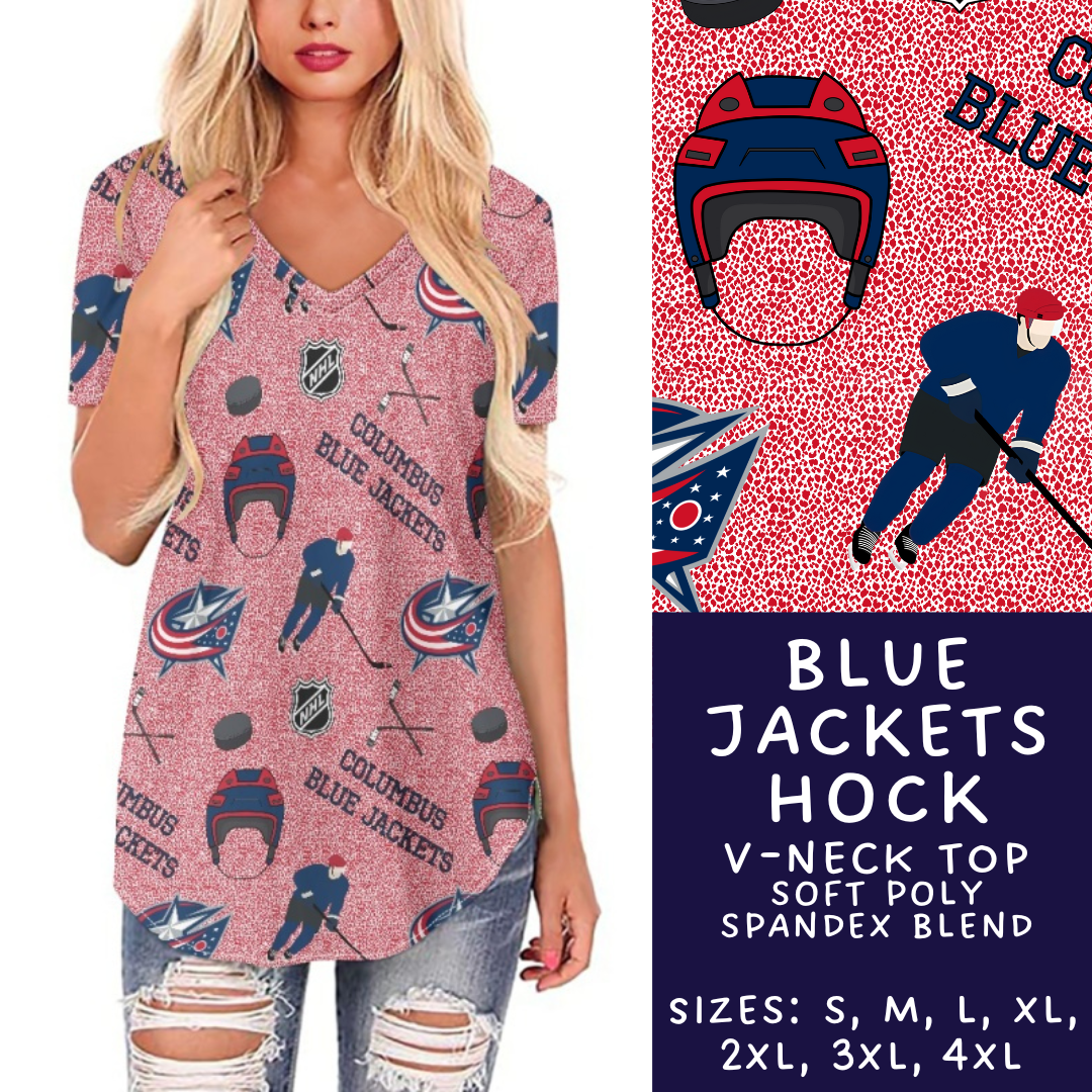 Batch #243 - Hockey - Closes 11/25 - ETA mid Jan - Blue Jackets Hock V-Neck Tee