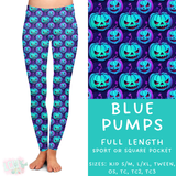 Ready To Ship - Blue Pumps Full Length Leggings - Square Pocket TC2