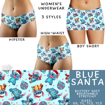 Ready to Ship - Blue Santa Women's Underwear - Hipster OS & TC, High Waist TC2