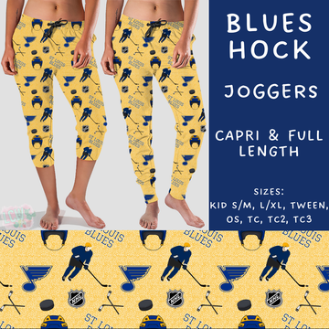 Batch #243 - Hockey - Closes 11/25 - ETA mid Jan - Blues Hock Full and Capri Length Joggers