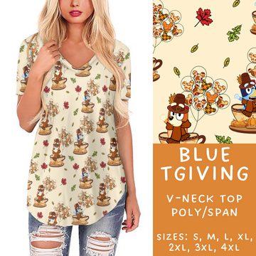 Batch #214 - Character Fall Sets - Closes 10/9 - ETA mid Nov - Blue TGiving V-Neck Tee