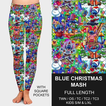 B184 - Preorder Blue Christmas Mash Leggings w/ Pockets (Closes 10/06. ETA early Dec.)