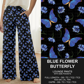 B314 - Preorder Blue Flower Butterfly Lounge Pants (Closes 9/27. ETA: late Nov.)