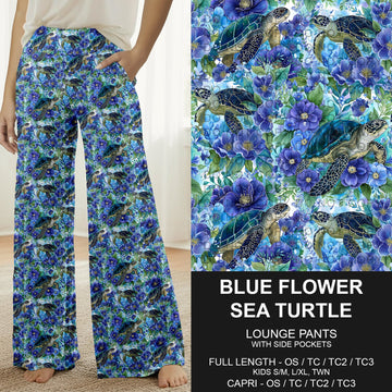 B278 - Preorder Blue Flower Sea Turtle Lounge Pants (Closes 3/15. ETA: late May)