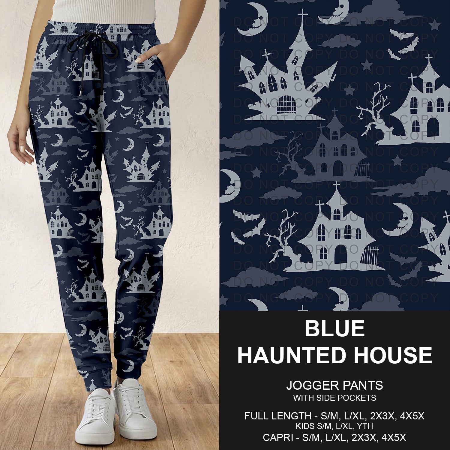 B305 - Preorder Blue Haunted House Joggers (Closes 8/02. ETA: early Oct.)