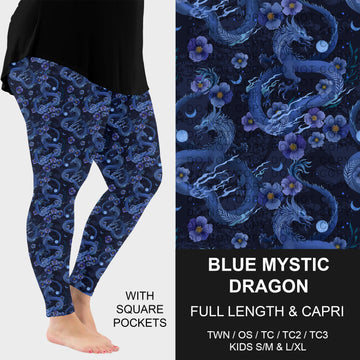 B314 - Preorder Blue Mystic Dragon Leggings w/ Pockets (Closes 9/27. ETA: late Nov.)