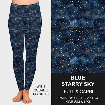 B208 - Preorder Blue Starry Sky Leggings w/ Pockets (Closes 1/26. ETA: early May)