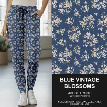 B262 - Preorder Blue Vintage Blossoms Joggers (Closes 11/23. ETA late Jan.)
