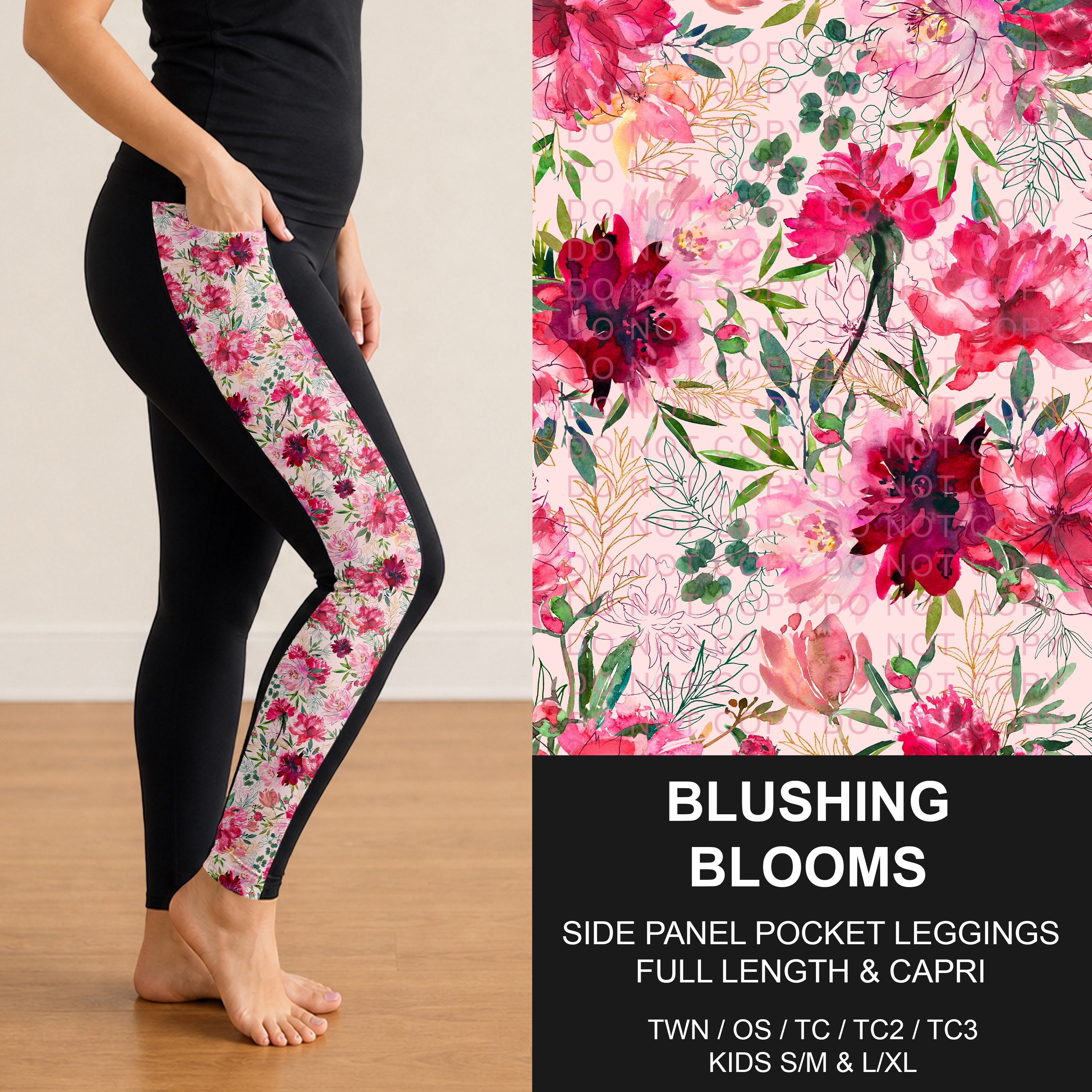 B300 - Preorder Blushing Blooms Side Panel Pocket Leggings (Closes 7/15. ETA: mid Sept.)
