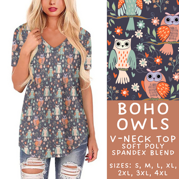 Batch #277 - December Request Run - Closes 1/27 - ETA late March - Boho Owl V-Neck Tee