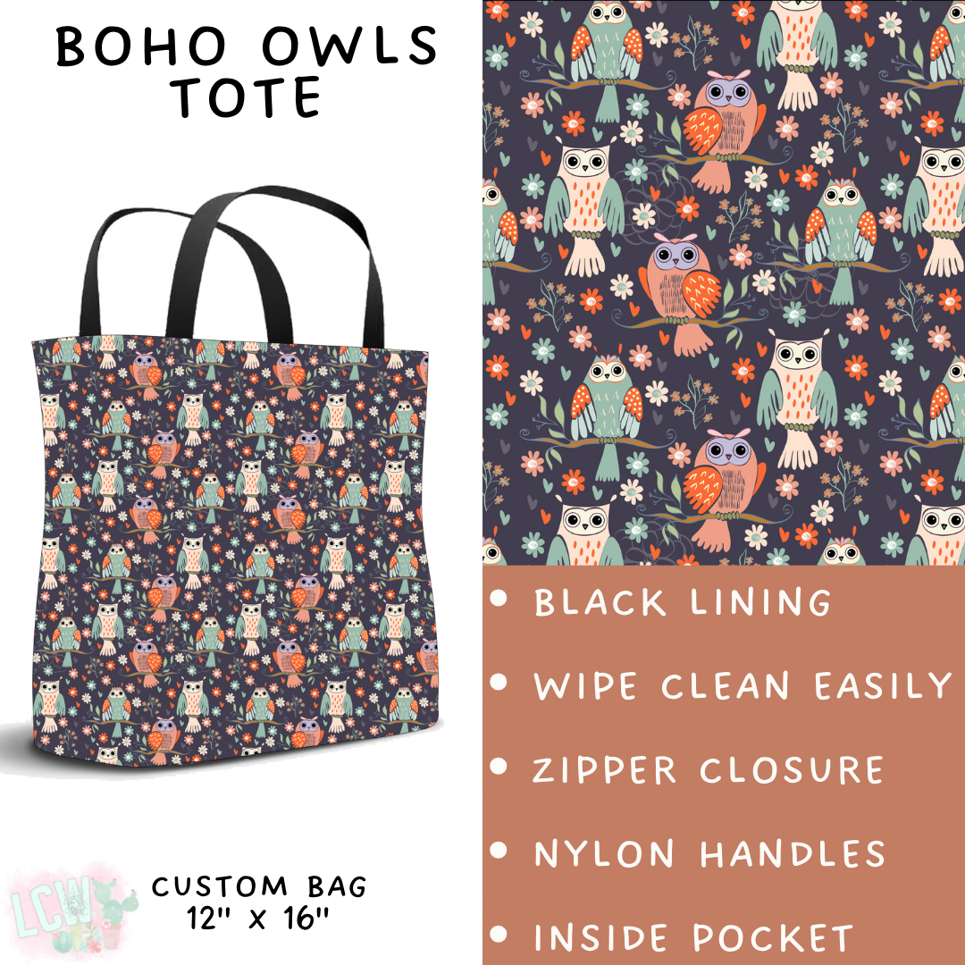 Batch #277 - December Request Run - Closes 1/27 - ETA late March - Boho Owl Tote