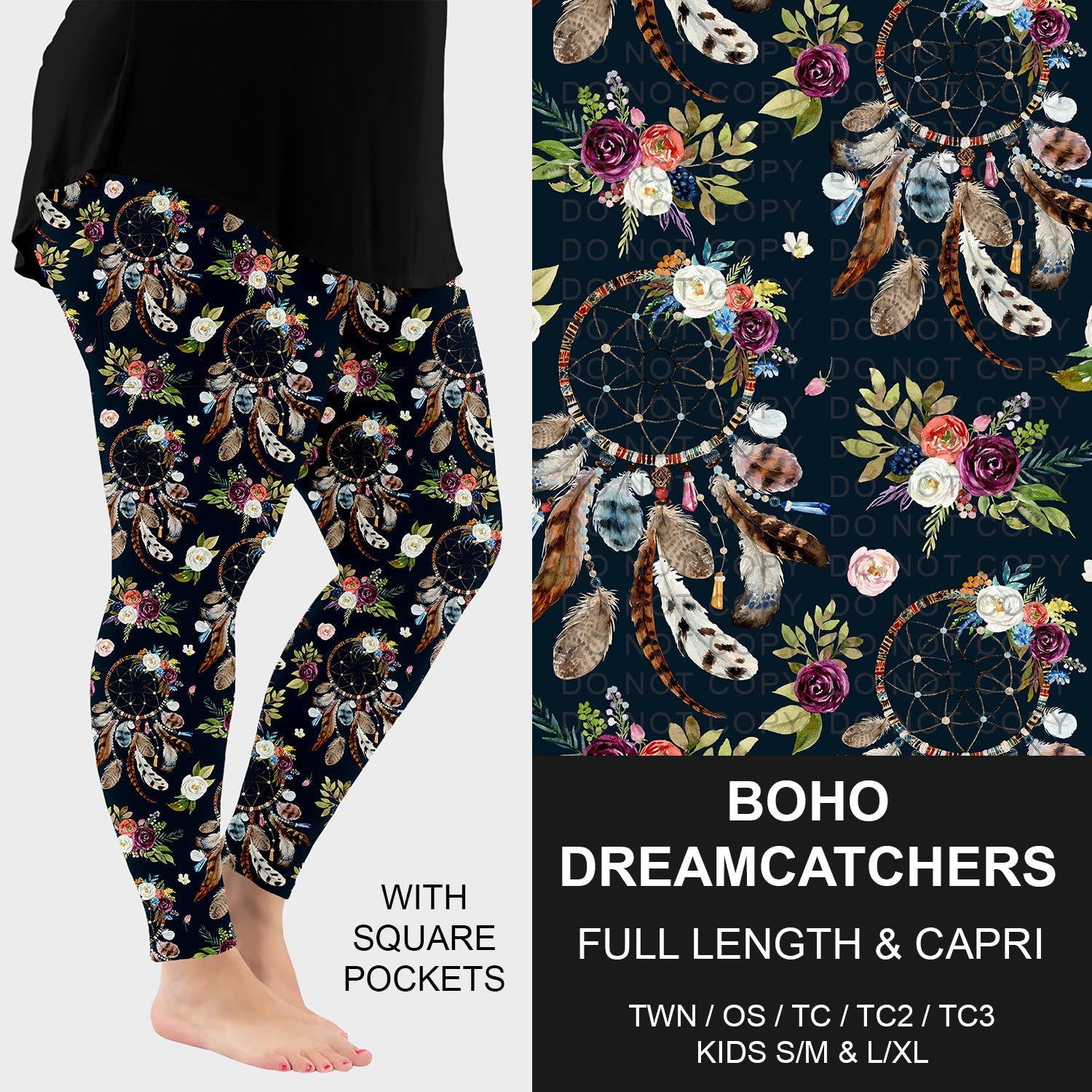 B227 - Preorder Boho Dreamcatchers Leggings w/ Pockets (Closes 5/04. ETA: mid July)