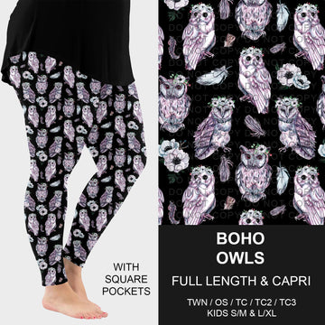 B283 - Preorder Boho Owls Leggings w/ Pockets (Closes 4/05. ETA: mid June)