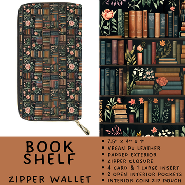 Batch #460 - Zip It Collection - Closes 12/5 - ETA late Jan - Book Shelf Zipper Wallet