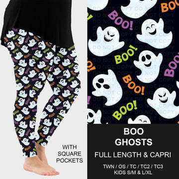 B307 - Preorder Boo Ghosts Leggings w/ Pockets (Closes 8/02. ETA: early Oct.)