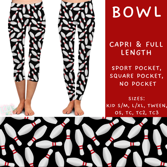 Ready To Ship - Bowl Full and Capri Length Leggings No Pocket TC Leggings, Capri Leggings OS, TC2