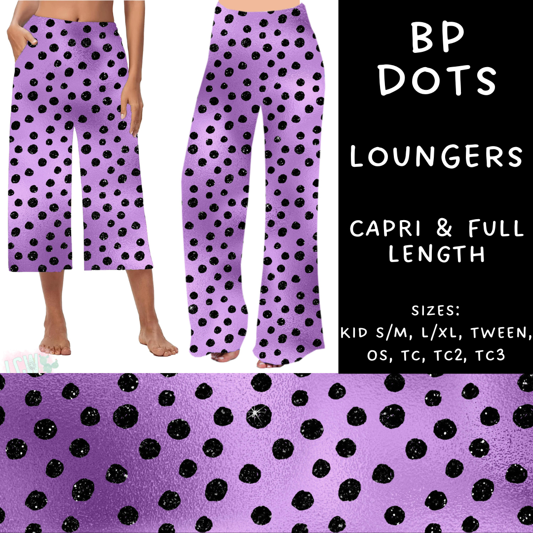 Batch #270 - Black and Purple - Closes 1/15 - ETA mid/late March - BP Dots Capri and Full Length Loungers