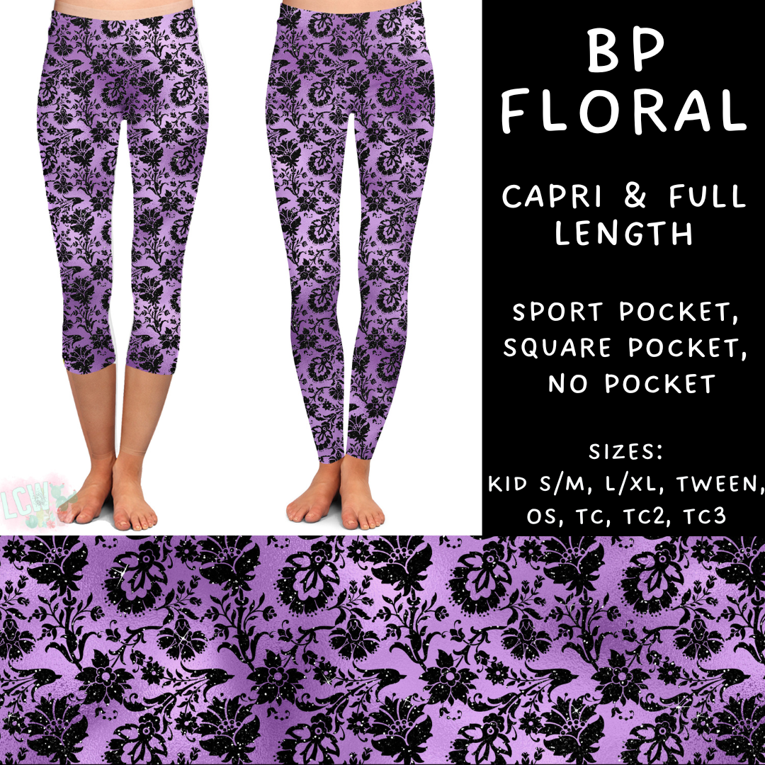 Batch #270 - Black and Purple - Closes 1/15 - ETA mid/late March - BP Floral Full and Capri Length Leggings