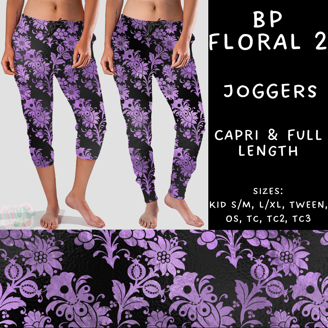 Batch #270 - Black and Purple - Closes 1/15 - ETA mid/late March - BP Floral 2 Full and Capri Length Joggers