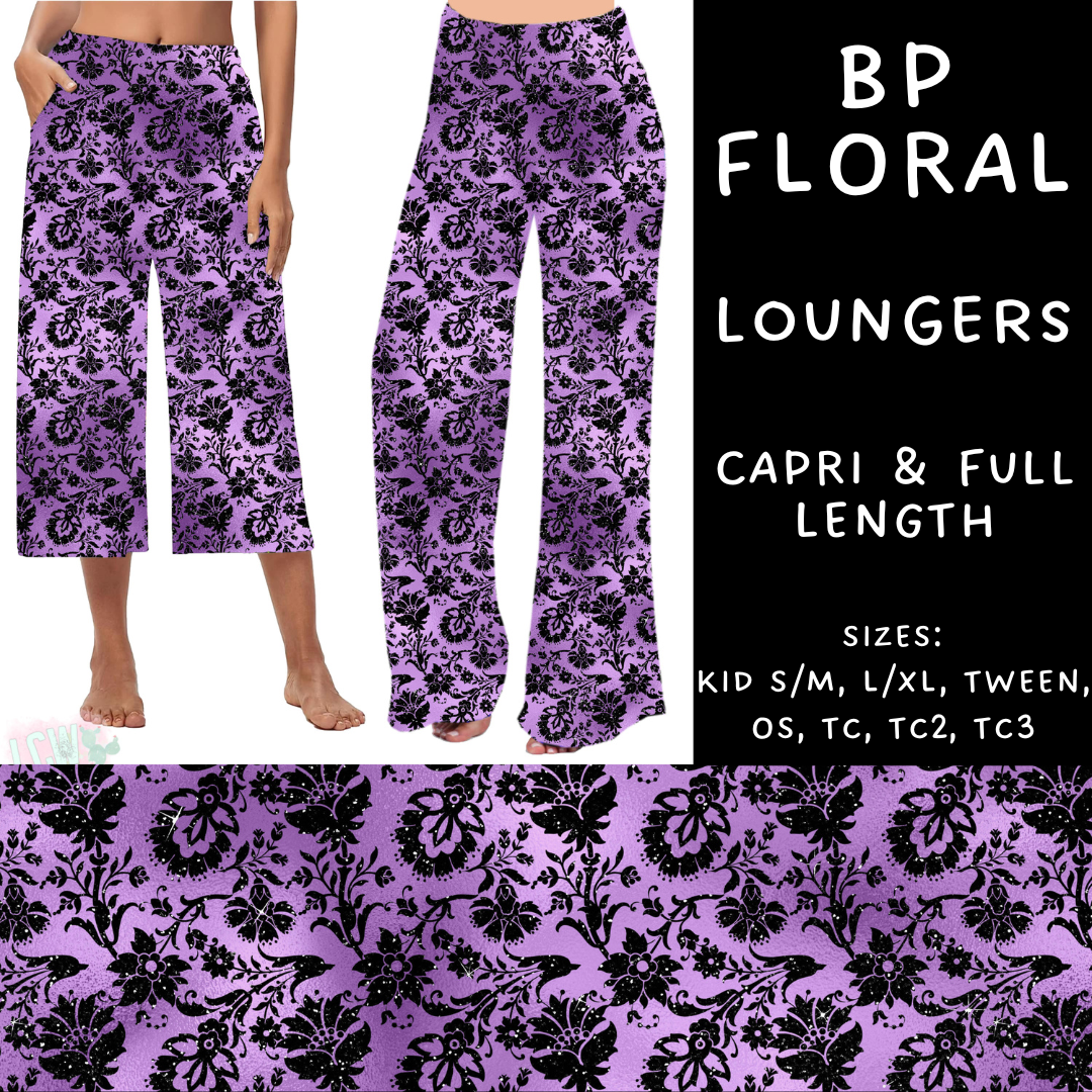 Batch #270 - Black and Purple - Closes 1/15 - ETA mid/late March - BP Floral Capri and Full Length Loungers