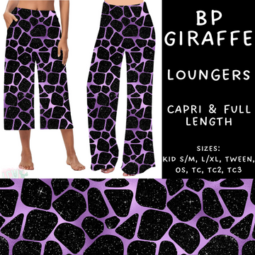 Batch #270 - Black and Purple - Closes 1/15 - ETA mid/late March - BP Giraffe Capri and Full Length Loungers