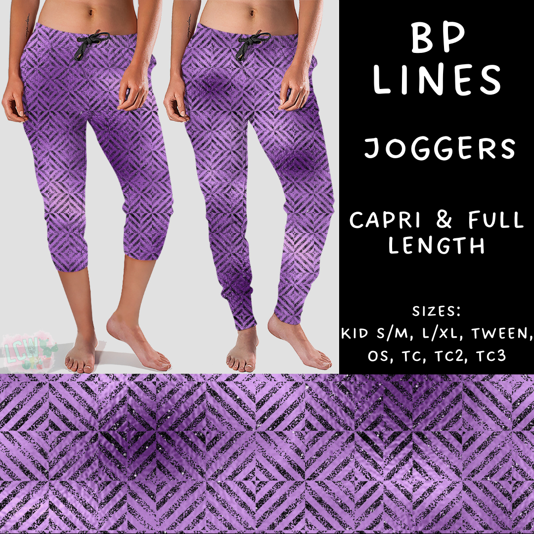 Batch #270 - Black and Purple - Closes 1/15 - ETA mid/late March - BP Lines Full and Capri Length Joggers