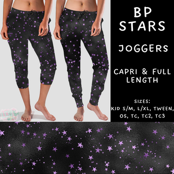 Batch #270 - Black and Purple - Closes 1/15 - ETA mid/late March - BP Stars Full and Capri Length Joggers