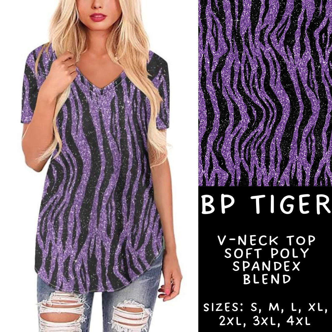 Batch #270 - Black and Purple - Closes 1/15 - ETA mid/late March - BP Tiger V-Neck Tee