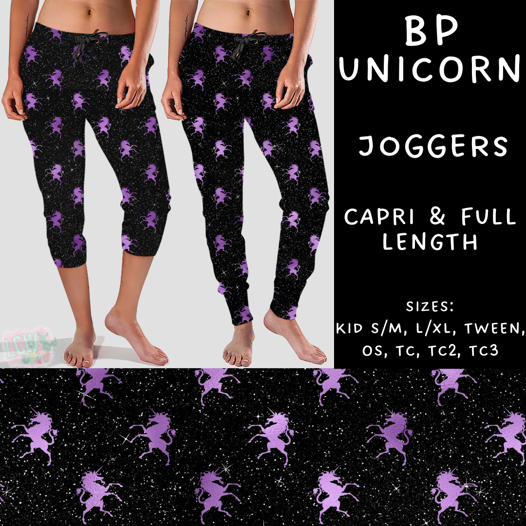 Batch #270 - Black and Purple - Closes 1/15 - ETA mid/late March - BP Unicorn Full and Capri Length Joggers