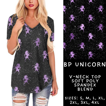 Batch #270 - Black and Purple - Closes 1/15 - ETA mid/late March - BP Unicorn V-Neck Tee