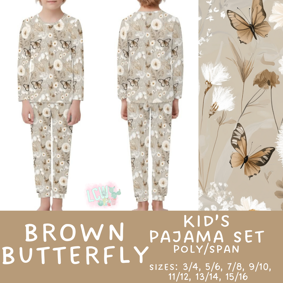 Batch #344 - Family Pajama Party - Closes 5/23 - ETA late July - Brown Butterfly Kid's Pajama Sets