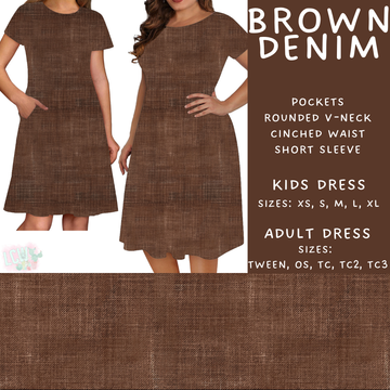 Batch #481 - Colorful Denim - Closes 1/26 - ETA late March - Brown Denim Adult & Kids Dresses