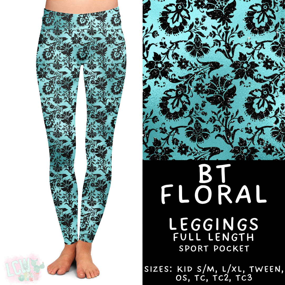 Batch #458 - Black & Teal Collection - Closes 12/3 - ETA late Jan - BT Floral Full Length Leggings