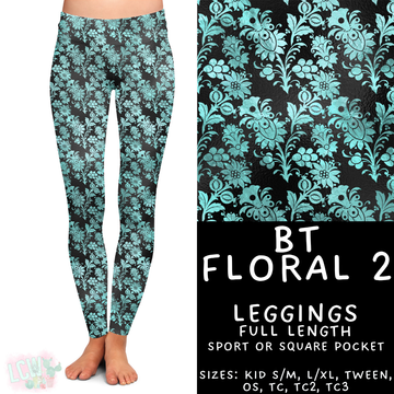 Batch #458 - Black & Teal Collection - Closes 12/3 - ETA late Jan - BT Floral 2 Full Length Leggings
