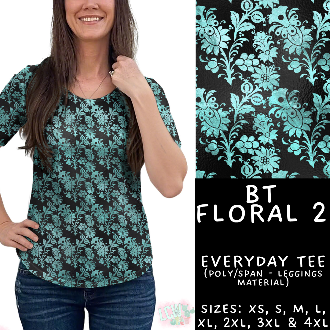 Batch #458 - Black & Teal Collection - Closes 12/3 - ETA late Jan - BT Floral 2 Everyday Tee