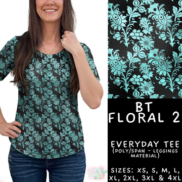 Batch #458 - Black & Teal Collection - Closes 12/3 - ETA late Jan - BT Floral 2 Everyday Tee