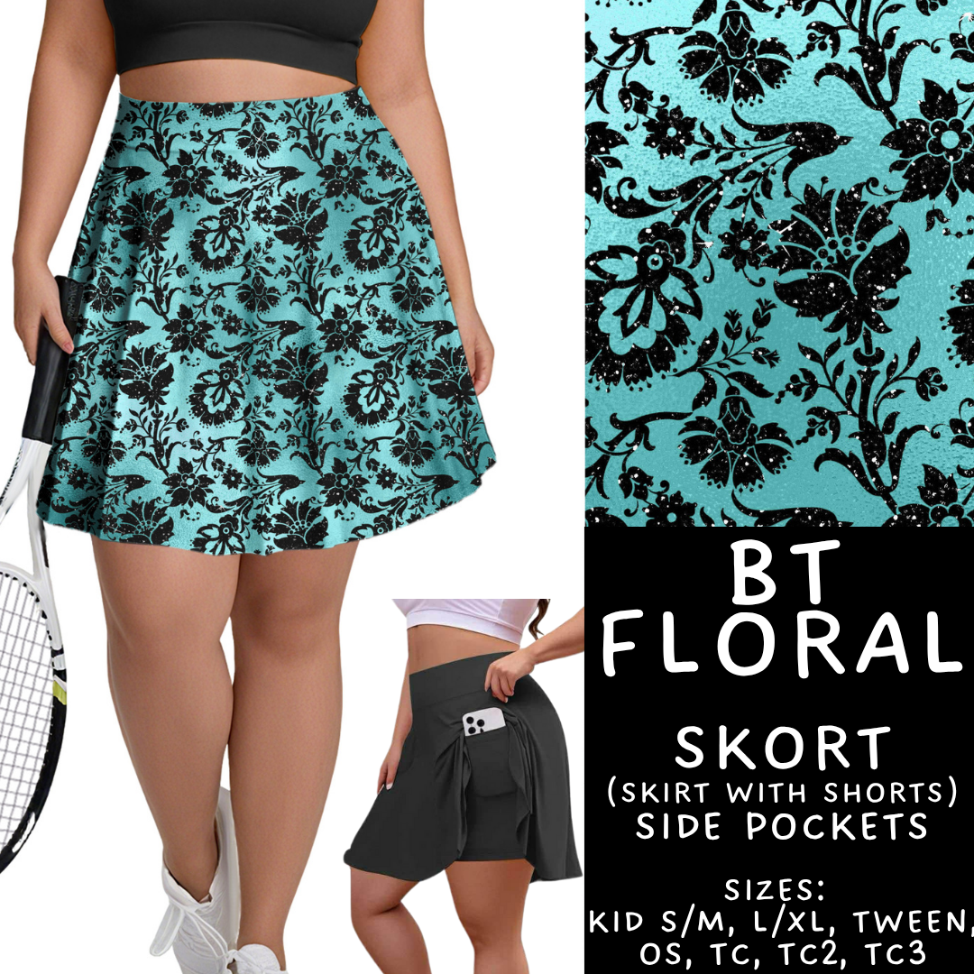 Batch #458 - Black & Teal Collection - Closes 12/3 - ETA late Jan - BT Floral Skort