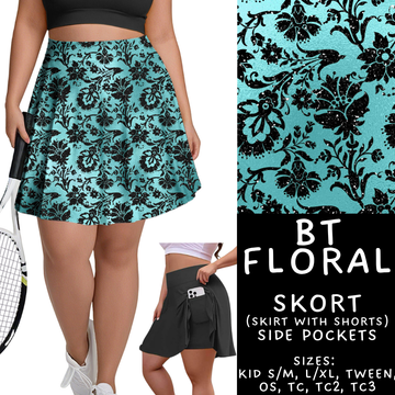 Batch #458 - Black & Teal Collection - Closes 12/3 - ETA late Jan - BT Floral Skort