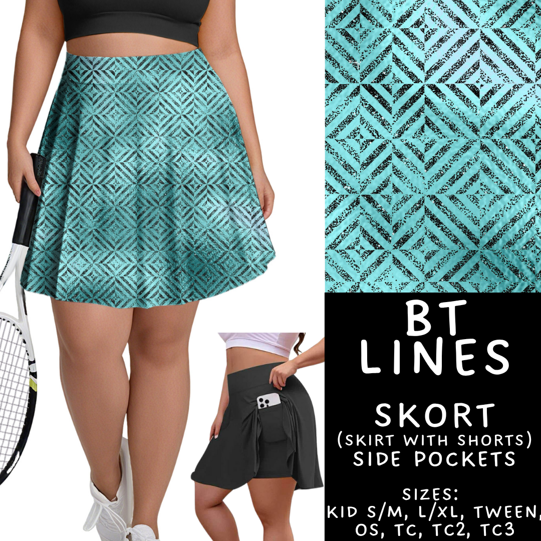 Batch #458 - Black & Teal Collection - Closes 12/3 - ETA late Jan - BT Lines Skort