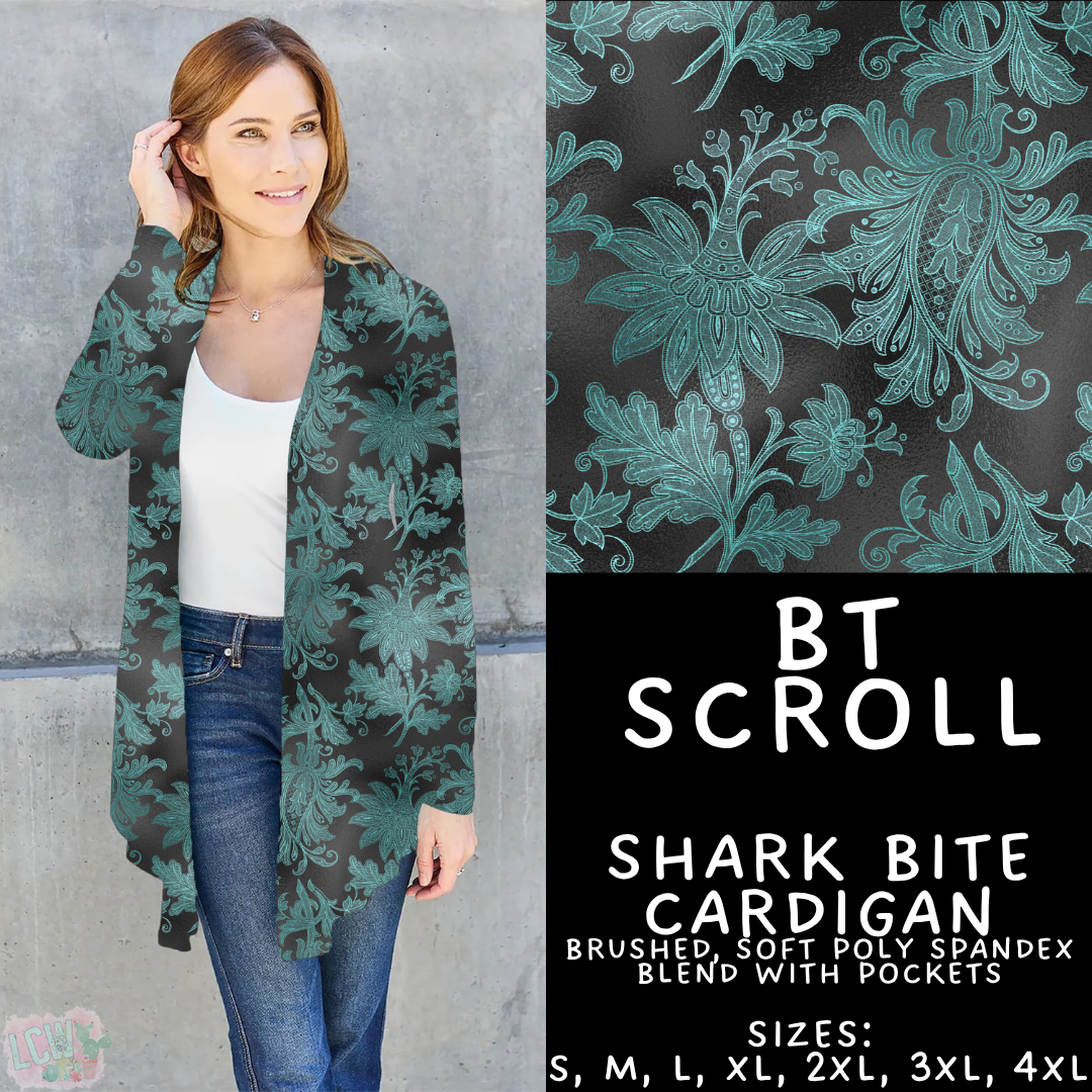 Batch #458 - Black & Teal Collection - Closes 12/3 - ETA late Jan - BT Scroll Cardigan