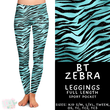 Batch #458 - Black & Teal Collection - Closes 12/3 - ETA late Jan - BT Zebra Full Length Leggings
