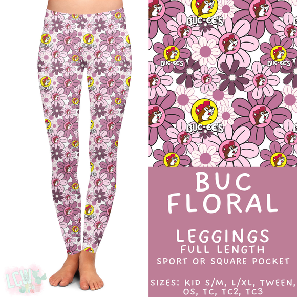 Ready to Ship - Buc Floral Full Length Leggings - Square Pocket OS
