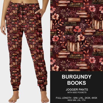 B204 - Preorder Burgundy Books Joggers (Closes 1/05. ETA late March)