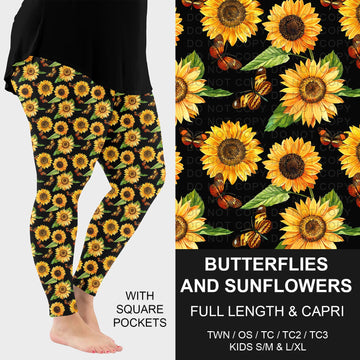 B296 - Preorder Butterflies and Sunflowers Leggings w/ Pockets (Closes 6/21. ETA: late Aug.)